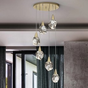 Lustra cu 6 Pendule LED design modern decorativ Aquaria aurie