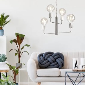 Lustră pe lanț ORLANDO 4xE27/60W/230V argintie