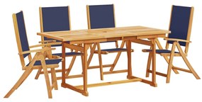 3279310 vidaXL Set mobilier de grădină, 5 piese, lemn masiv acacia/textilenă