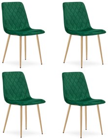 Set 4 Scaune Bucatarie/Dining Clay Catifea Verde Picioare Metalice Finisaj Lemn