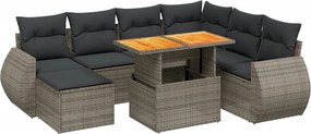 vidaXL Set canapele de grădină cu perne, 8 piese, gri, poliratan