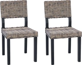 vidaXL Scaun de sufragerie 2 pcs Negru spălat 46 x 55 x 84 cm