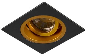 Set de 6 spoturi încastrate negre cu auriu 9,3 cm rotative și înclinabile - Chuck
