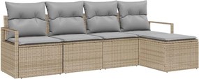 vidaXL Set de canapea cu pernă 5 pcs Beige și gri deschis poliratan