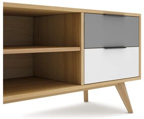 Comodă TV natural/gri/alb din lemn de pin 180x53 cm Elfa – Marckeric