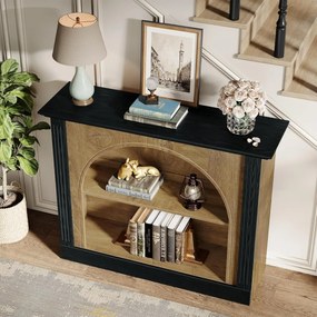 MAM24 - Masa Consola, 110 cm, masuta hol, living, dining, dormitor, Imitatie Semineu - Maro - Negru