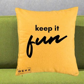 Perna Decorativa Keep It Fun, 40x40 cm, Galben, Husa Detasabila, Perna Inclusa, BEKZ®