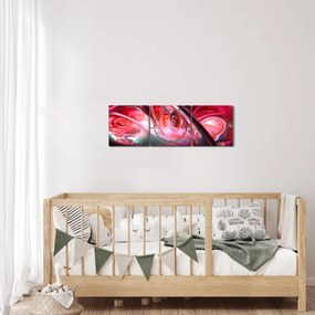 Tabloul fractalilor în roșu (cu ceas) (90x30 cm)