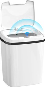 HOMCOM Coș de gunoi pentru bucătărie automat 15 L cu senzor infraroșu și mod manual inel de retenție anti-amprente alb | Aosom Romania