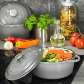 Oală cu capac din fontă Ø21 cm, 2,4L, gri Kinghoff KH1520