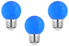 Set 3 Buc - Bec LED Ecoplanet glob mic albastru G45, E27, 1W (10W), 80 LM, G, Mat Albastra, 3 buc