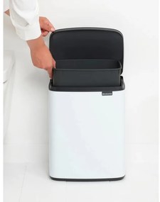 Cos de rufe Brabantia Bo Small 1006633, 12 L, Deschidere silentioasa si lina, Baza antiderapanta, Alb
