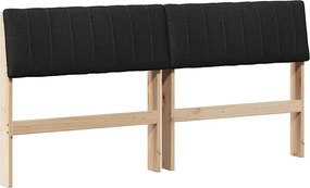 vidaXL Tăblie tapițată Negru 150 cm Lemn de pin masiv