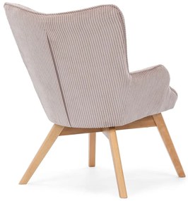 Fotoliu roz deschis cu tapițerie din catifea reiată Niko – Ropez