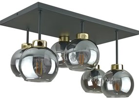 Lustră aplicată NESSA 6xE27/60W/230V negru/auriu/negru fumuriu