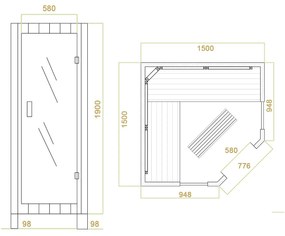 Infračervená sauna/tepelná kabína Nyborg E150K s keramikou, panelovým radiátorom a drevom Hemlock