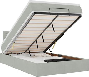 vidaXL Pat otoman cu saltea Gri deschis 120x190 cm catifea