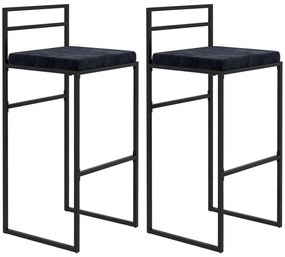 HOMCOM Lot de 2 taburete de bar taburete înalte pernă de șezut din catifea suport pentru picioare înălțime 74 cm negru | Aosom Romania