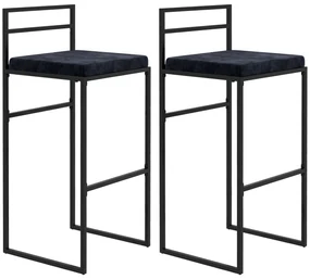 HOMCOM Lot de 2 taburete de bar taburete înalte pernă de șezut din catifea suport pentru picioare înălțime 74 cm negru | Aosom Romania