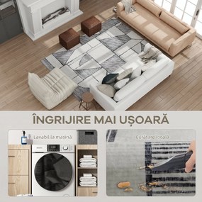 HOMCOM Covor Modern Antiderapant cu Linii Geometrice din Poliester, Multicolor | Aosom Romania