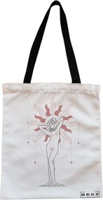 Sacosa de Panza pentru Cumparaturi, Geanta Tote, model Feminine Solar Aura, Cu fermoar, 38x34.5 cm, Alba, BEKZ®