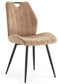 MAZZONI EXPORT ARNO Bej (țesătură Bluvel 28) - SCAUN TAPIȚAT MODERN PENTRU LIVING/SUFRAGERIE cu MÂNER | CATIFEA