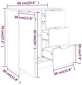 Servanta, stejar sonoma, 60x30x70 cm, lemn prelucrat 1, Stejar sonoma