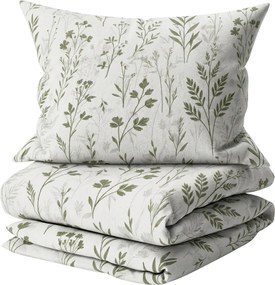 Set lenjerie de pat din bumbac Renforce LEAFORA alb + fata de perna 40 x 45 cm GRATUIT