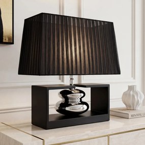 Veioza neagra cu tesatura organza GRACIA 35cm
