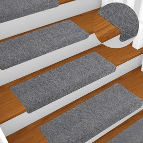 vidaXL Covorașe autoadezive pentru scări, 5 buc., 65x21x4 cm, gri deschis, cu margine dreptunghiulară