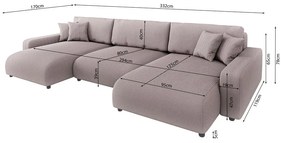 Colțar roz deschis extensibil, cu spațiu de depozitare, cu tapițerie din catifea reiată Sara – Ropez