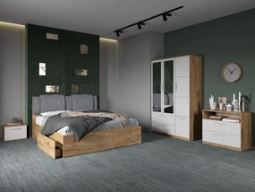 Set mobila dormitor complet Alb/Stejar Adapto C03