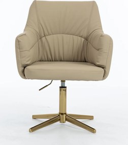 HR840CROSS Scaun Crem Piele Ecologica Premium Soft cu Bază Aurie