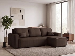 Canapea colt extensibila SMART COSARO maro inchis, cu colt bilateral + 2 perne CADOU