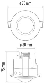 Senzor de mișcare cu microunde încastrat MW B 360° 1200W/230V alb