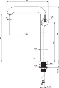 Silia Baterie pentru chiuvetă, înalt, cu pipă dreptunghiulară Finisaj: Crom BQS_024K