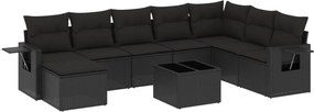vidaXL Set mobilier de grădină cu perne, 9 piese, negru, poliratan