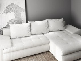 Colțar extensibil dumonde cu ladă de depozitare si sezut confortabil din spuma high-density, Leonardo Zoom Crem 260x185 cm II