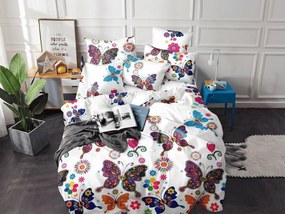 Lenjerie de pat din microfibra alb, COLORED BUTTERFLY Dimensiune lenjerie de pat: 2 buc 70 x 90 cm | 200 x 220 cm