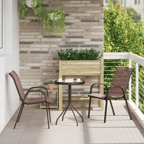 vidaXL Set Bistro 3 Piese Maro Textilenă și Oțel