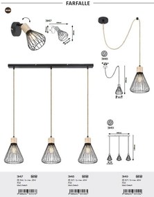 Pendul design industrial Farfalle negru 18cm