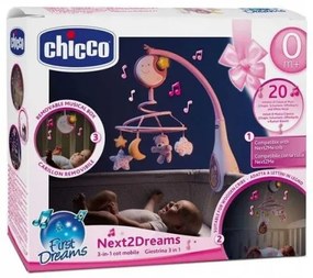 Carusel pentru pătuț cu sunete 3 în 1 NEXT2DREAMS 3xAA roz Chicco