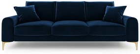 Canapea Larnite cu 4 locuri si tapiterie din catifea, albastru royal