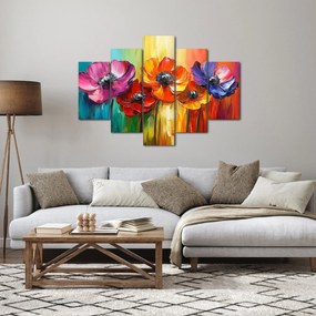Tablou - Cinci flori colorate (150x105 cm)