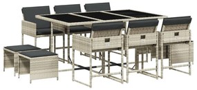 3278098 vidaXL Set mobilier de grădină cu perne 11 piese gri deschis poliratan