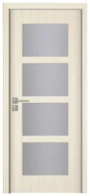 Usa Interior din MDF Novo Doors ND317, Cadru din Lemn Masiv, Geam Sablat, KIT COMPLET, Toc , Manere si balamale incluse (Culoare: Crem, Dimensiune: