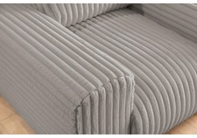 Fotoliu gri deschis cu tapițerie din catifea reiată Justin – Ropez