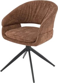Scaun rotativ K602, maro/negru, stofa plusata/metal, 57x62x82 cm
