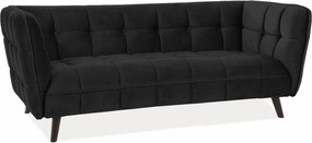 Canapea CASTELLO 3, negru/wenge,  stofa catifelata/lemn/PAL, 200x85x78