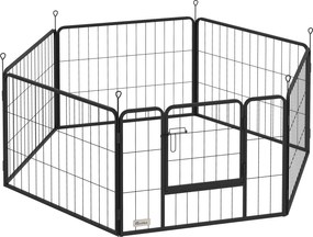 PawHut Țarc pentru Câini Portabil din 6 Panouri, 160x80x60 cm, Negru | Aosom Romania